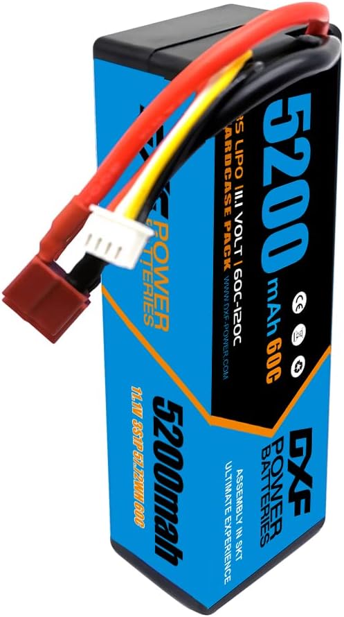 3S Lipo Battery 5200mAh 11.1V 60C Hard Case with Deans Connector (2 Pack) O838202