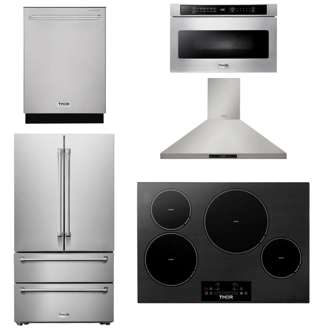 30 Induction Cooktop, Range Hood, Microwave, Refrigerator, Dishwasher Q279