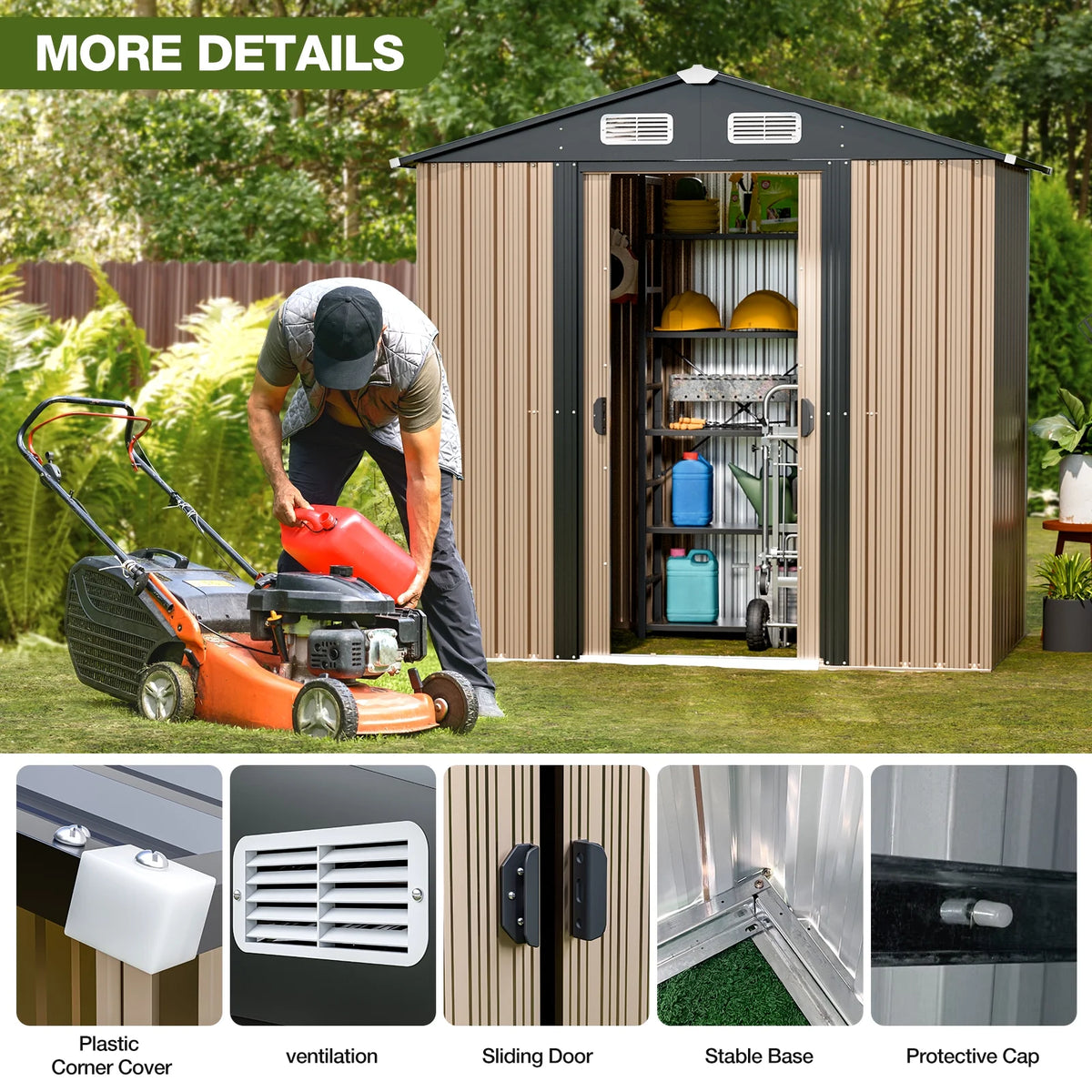 6 x 4 FT Waterproof Metal Outdoor Storage Shed V2585