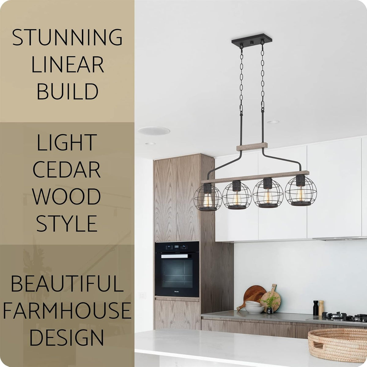 Farmhouse Island Light with Round Cage Shades L80381