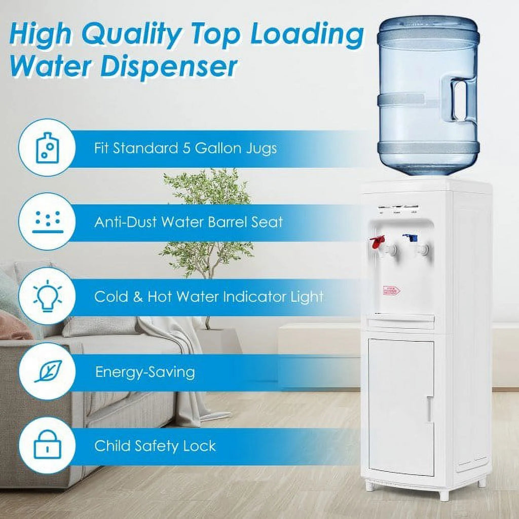 5 Gallons Hot and Cold Water Cooler Dispenser with Child Safety Lock U441