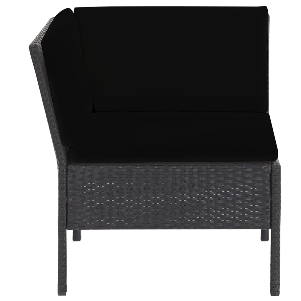 6 Piece Outdoor Conversation Set with 2 Corner 2 Middle Sofas Coffee Table Ottoman Black Poly Rattan Patio Sectional Set F788