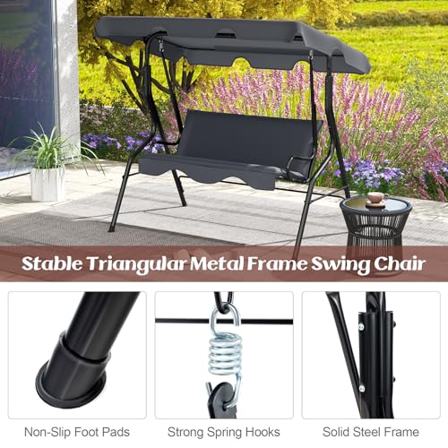 3 Person Porch Swing with Removable Cushion and Canopy X3968