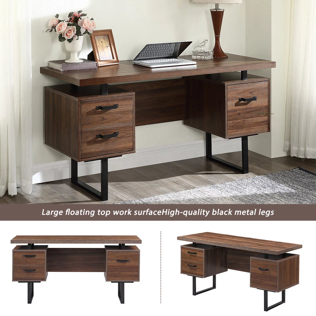 Computer Desk with Drawers 59 inch Writing Table U496251