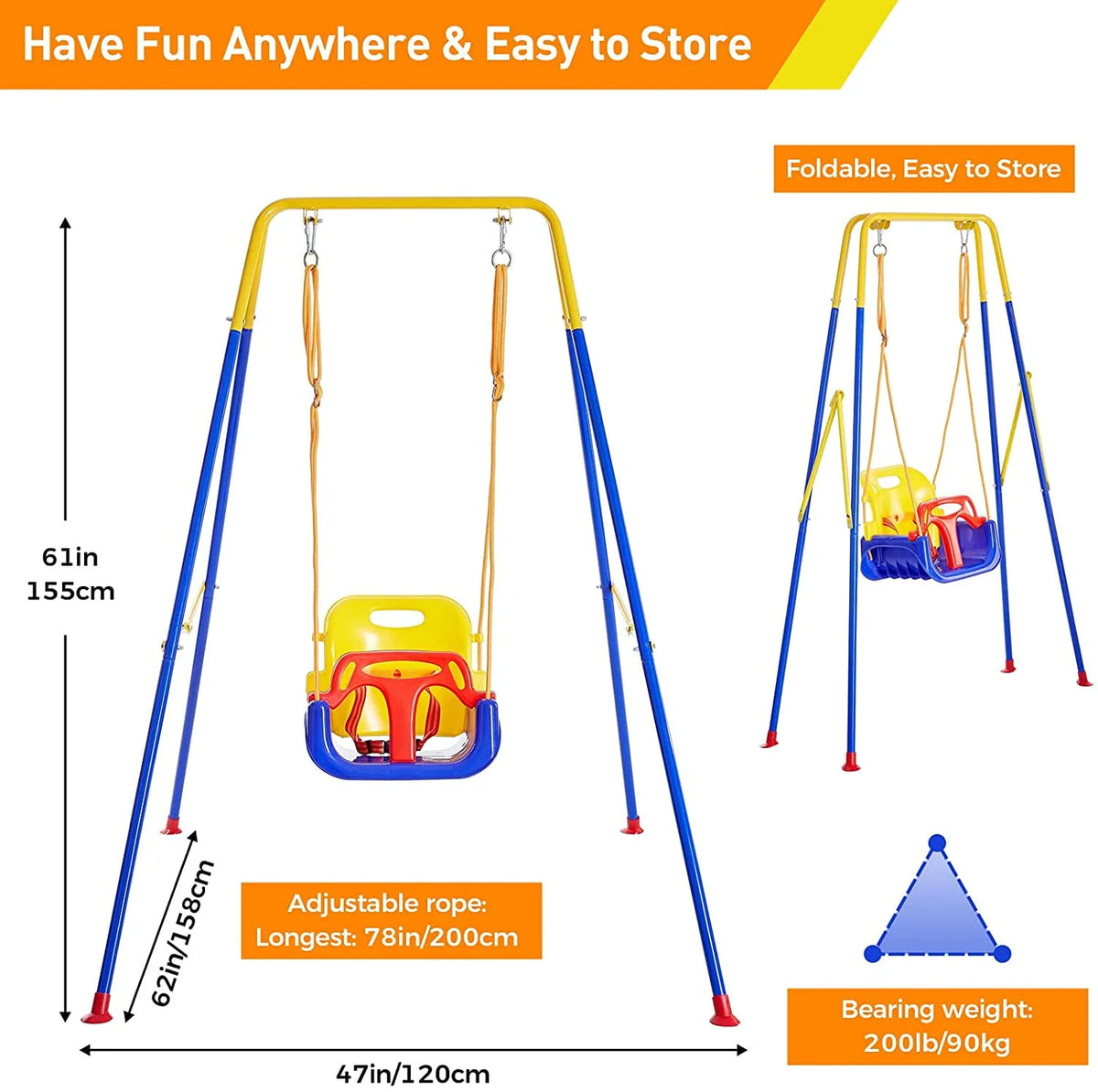 3 in 1 Toddler Swing Set with 4 Sandbags W2845