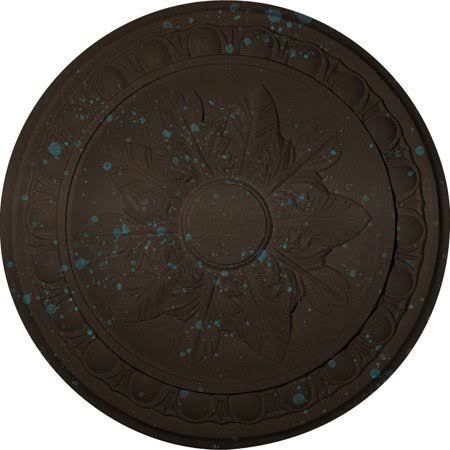 17 3/4x22OD x 1 1/8x22P Hand-Painted Bronze Blue Patina Ceiling Medallion U253637