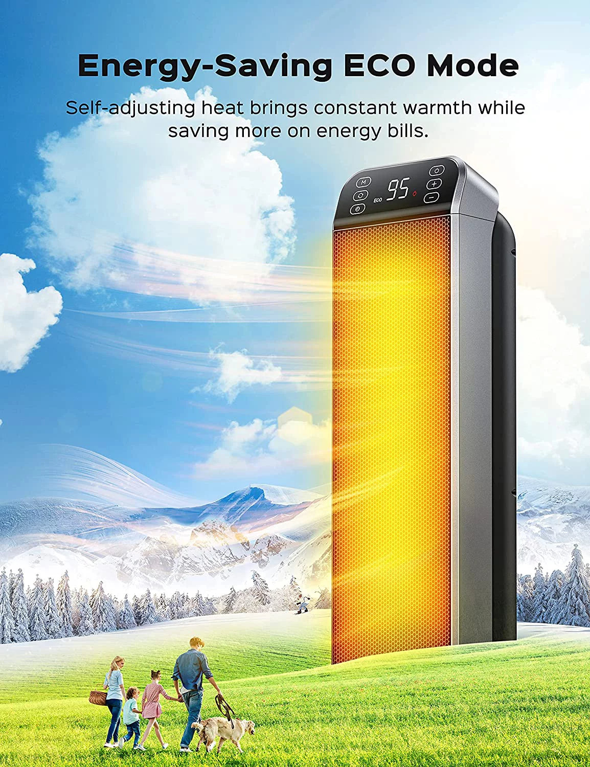 24" Black Portable Electric Ceramic Space Heater Y8158