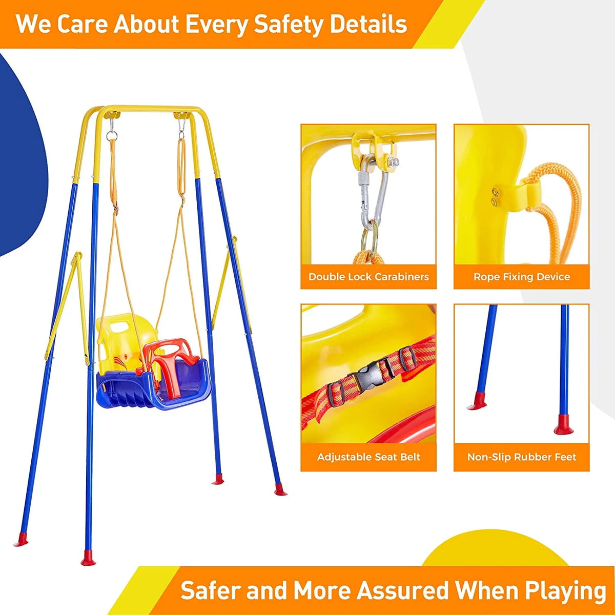 3 in 1 Toddler Swing Set with 4 Sandbags W2845
