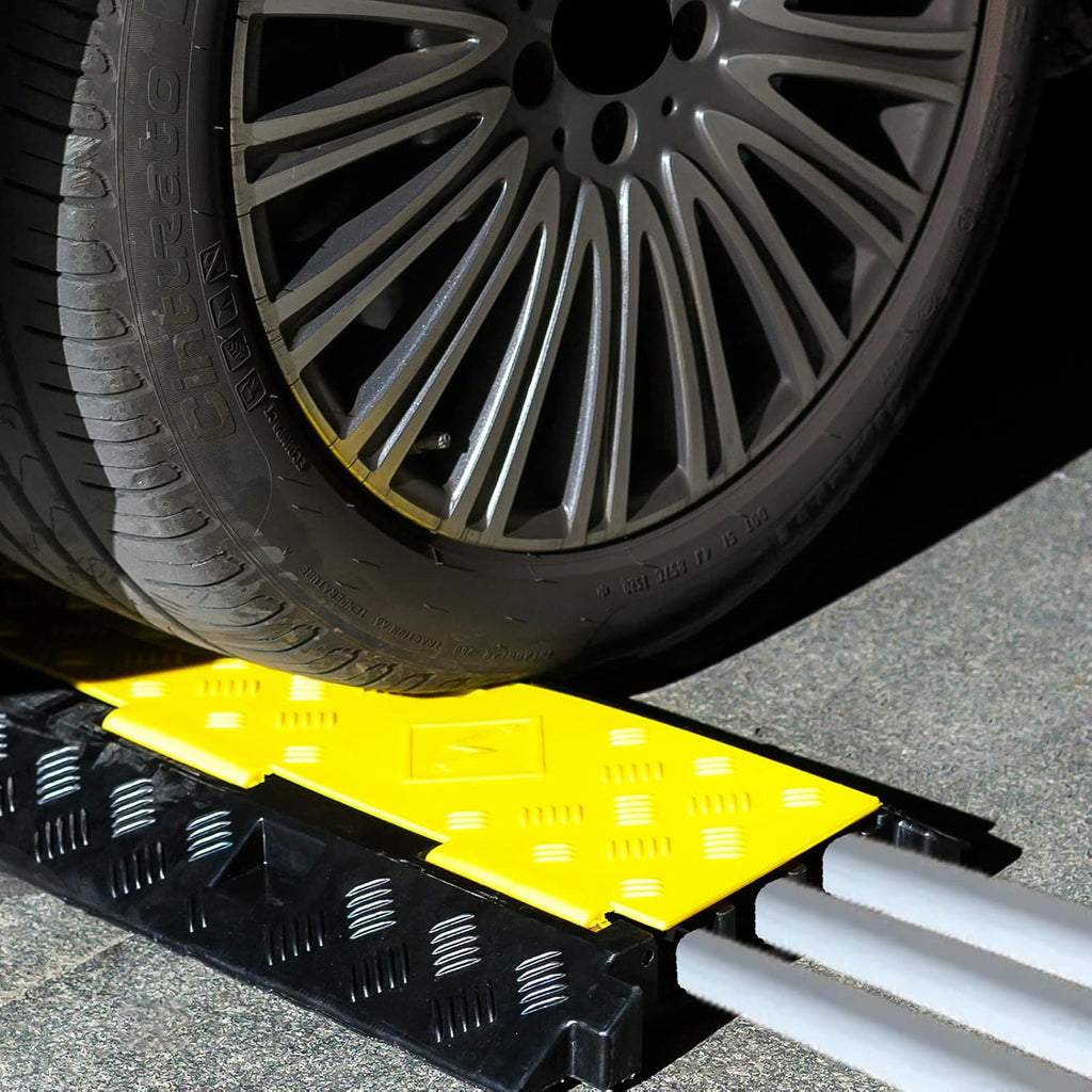 Cable Protector 2 Pack, 3 Channel PVC Rubber, 44000lbs Capacity Heavy Duty M8046