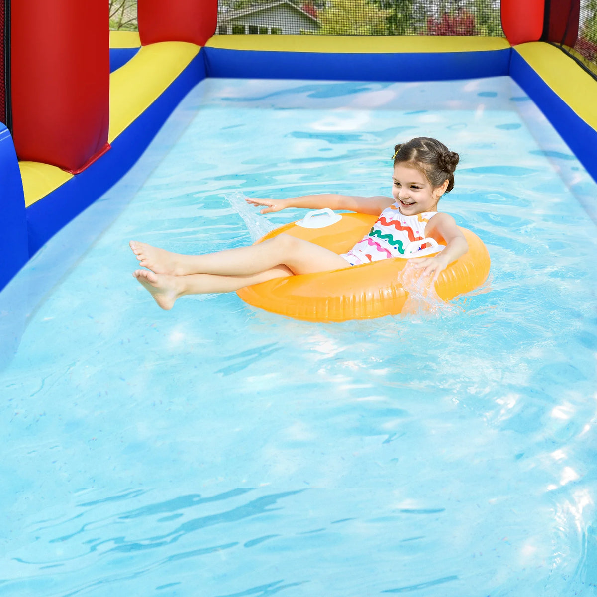 Inflatable Water Slide Park with Climbing Wall and Splash Pool J83728