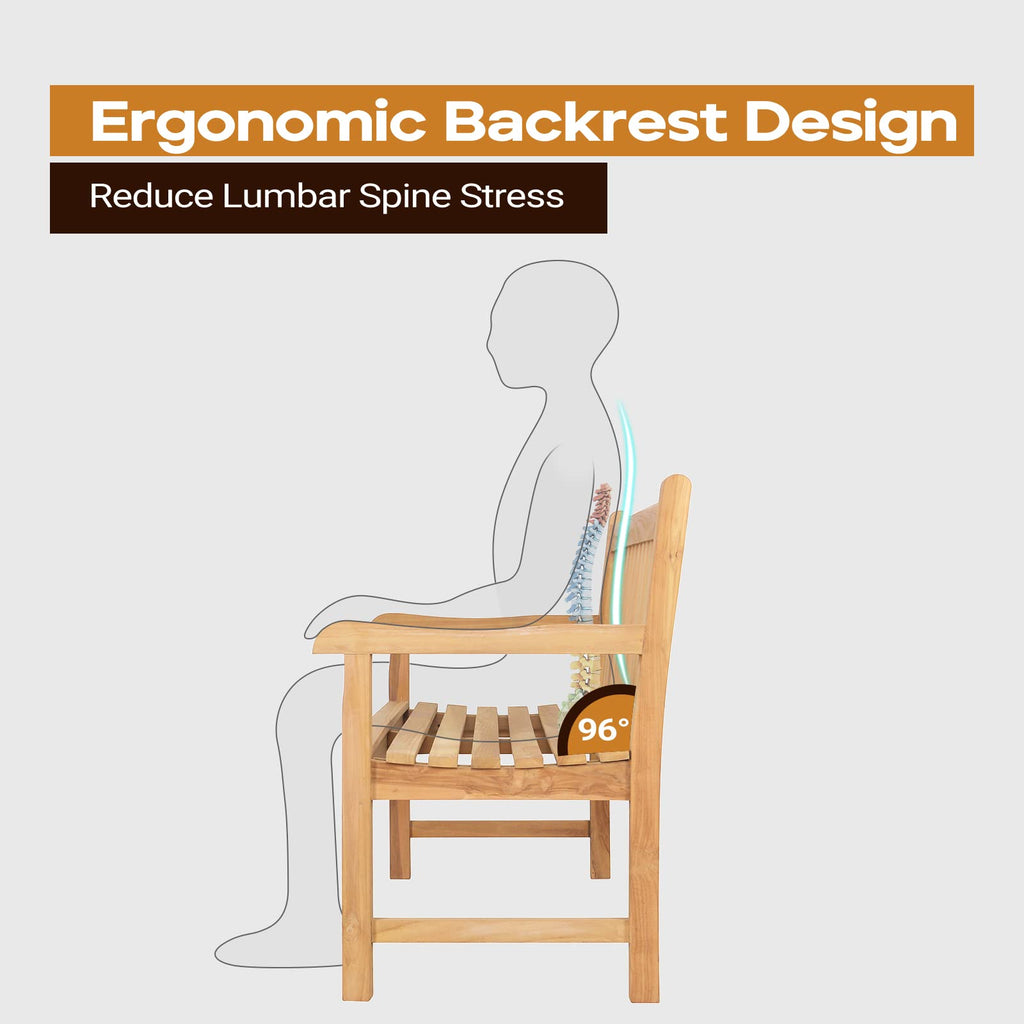 Teak Wooden Outdoor Garden Bench with Armrest B678