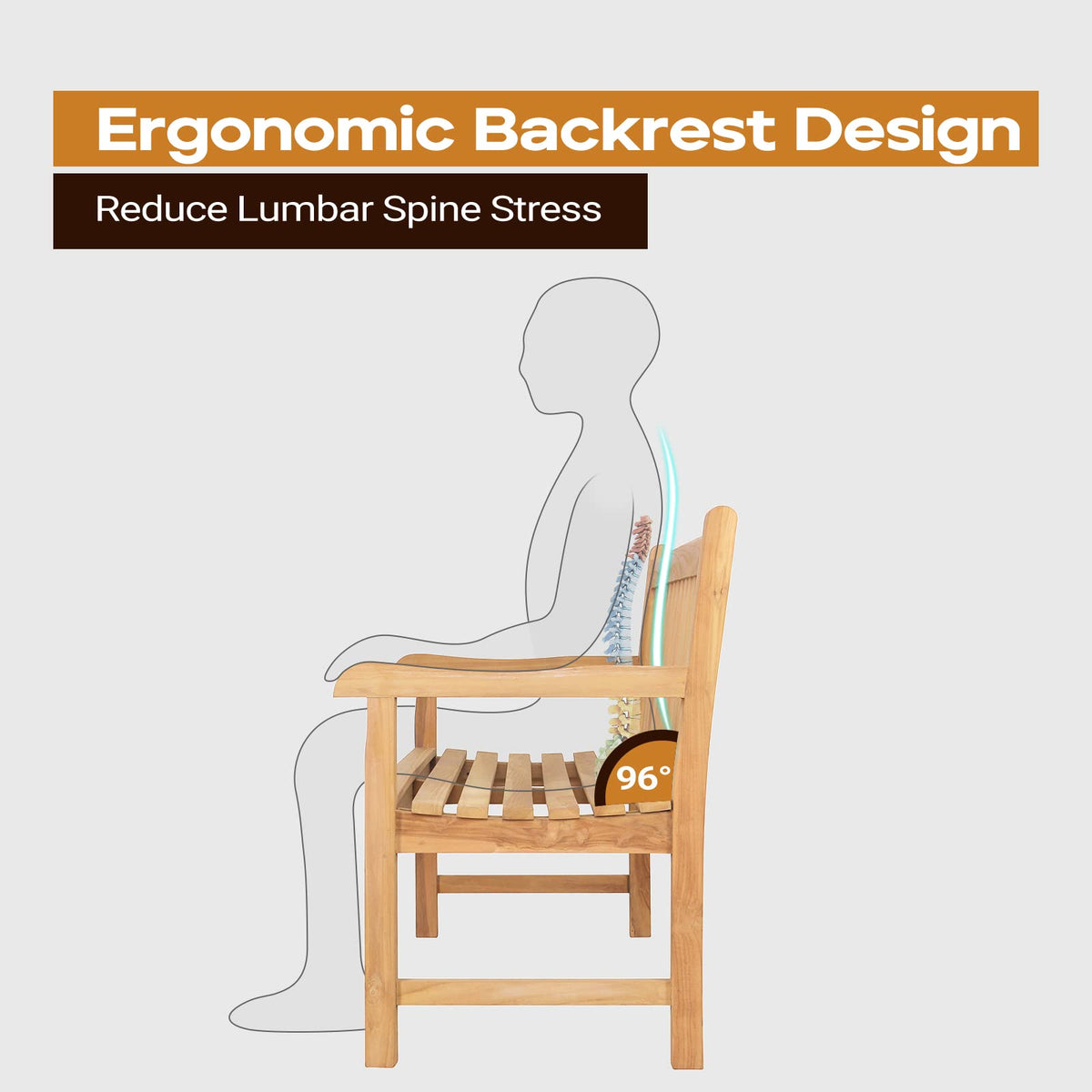 Teak Wooden Outdoor Garden Bench with Armrest B678