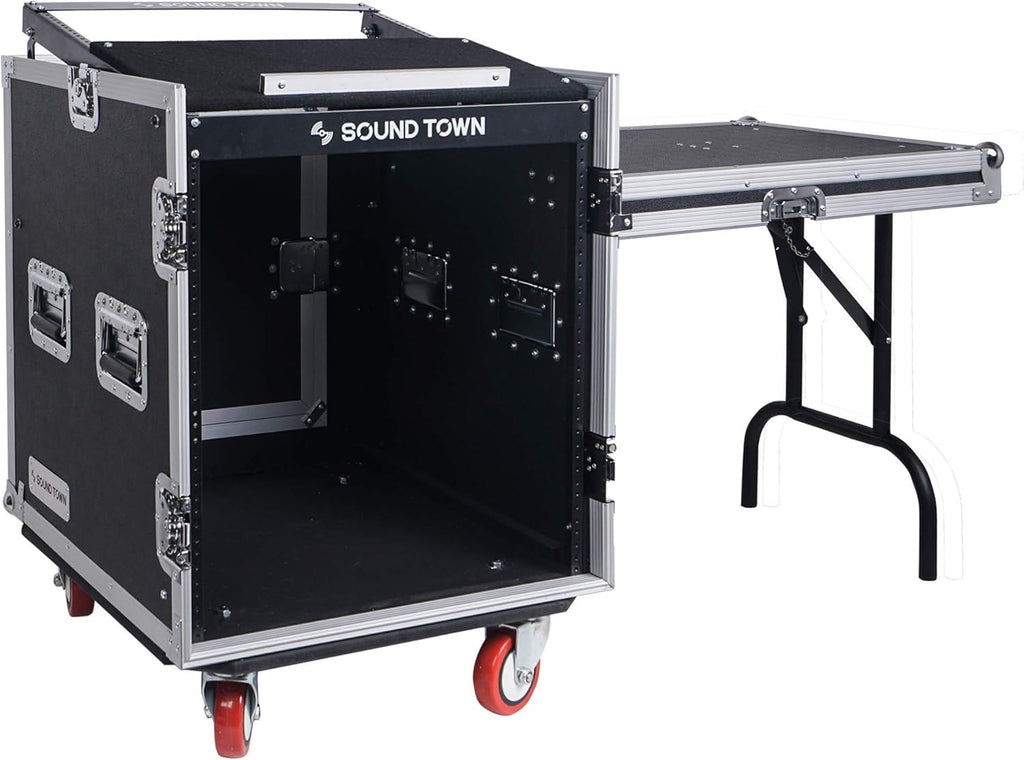 12U PA DJ Rack Case with Slant Mixer Top and Casters P2402