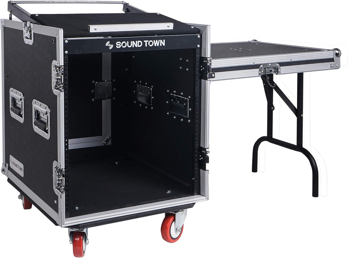 12U PA DJ Rack Case with Slant Mixer Top and Casters P2402