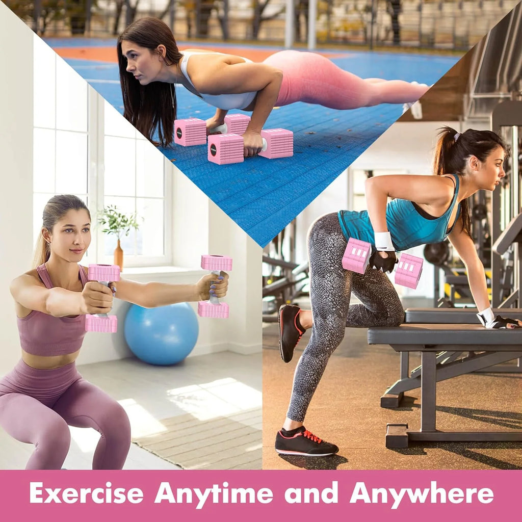 Adjustable Dumbbell Set, 3.4lb, 5.7lb, 8.0lb, 10.3lb, 12.6lb Hand Weights Set R301938