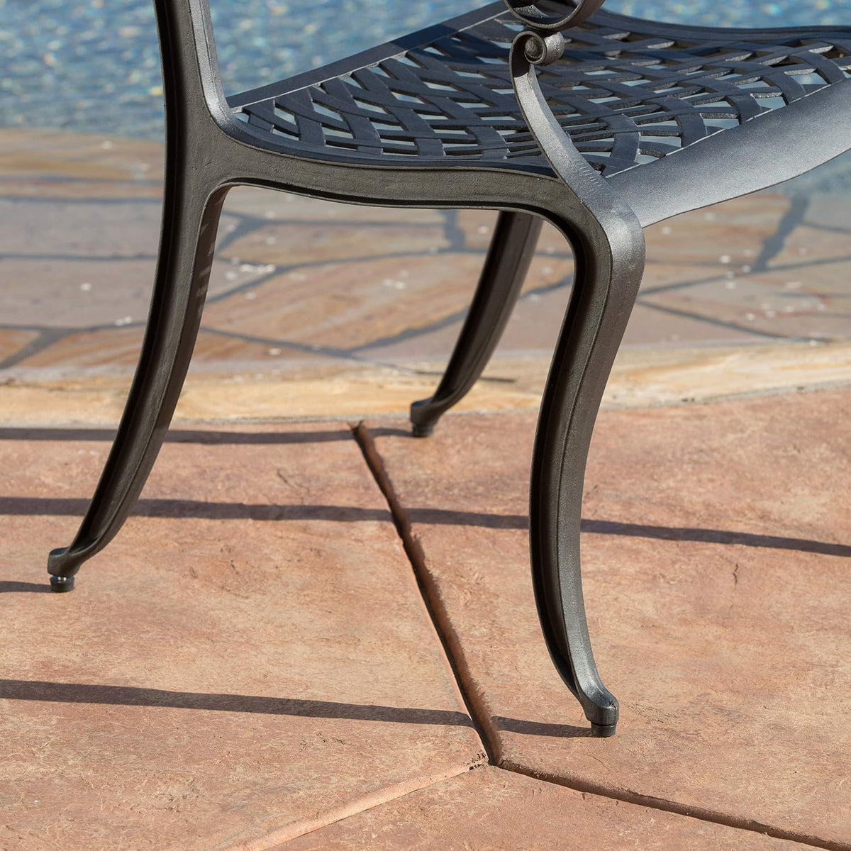 Black Sand Cast Aluminum Chairs 2-Pcs Set T563