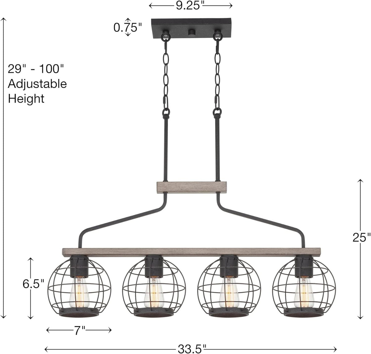 Farmhouse Island Light with Round Cage Shades L80381