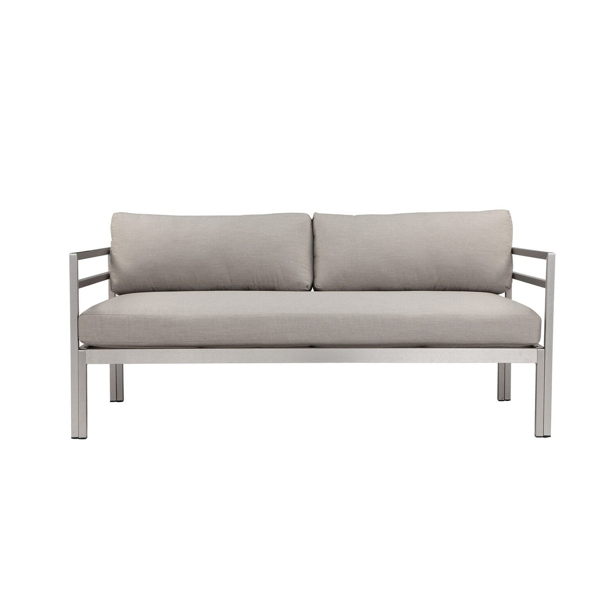Gray Aluminum Frame Outdoor Sofa with Fabric Cushions L1504