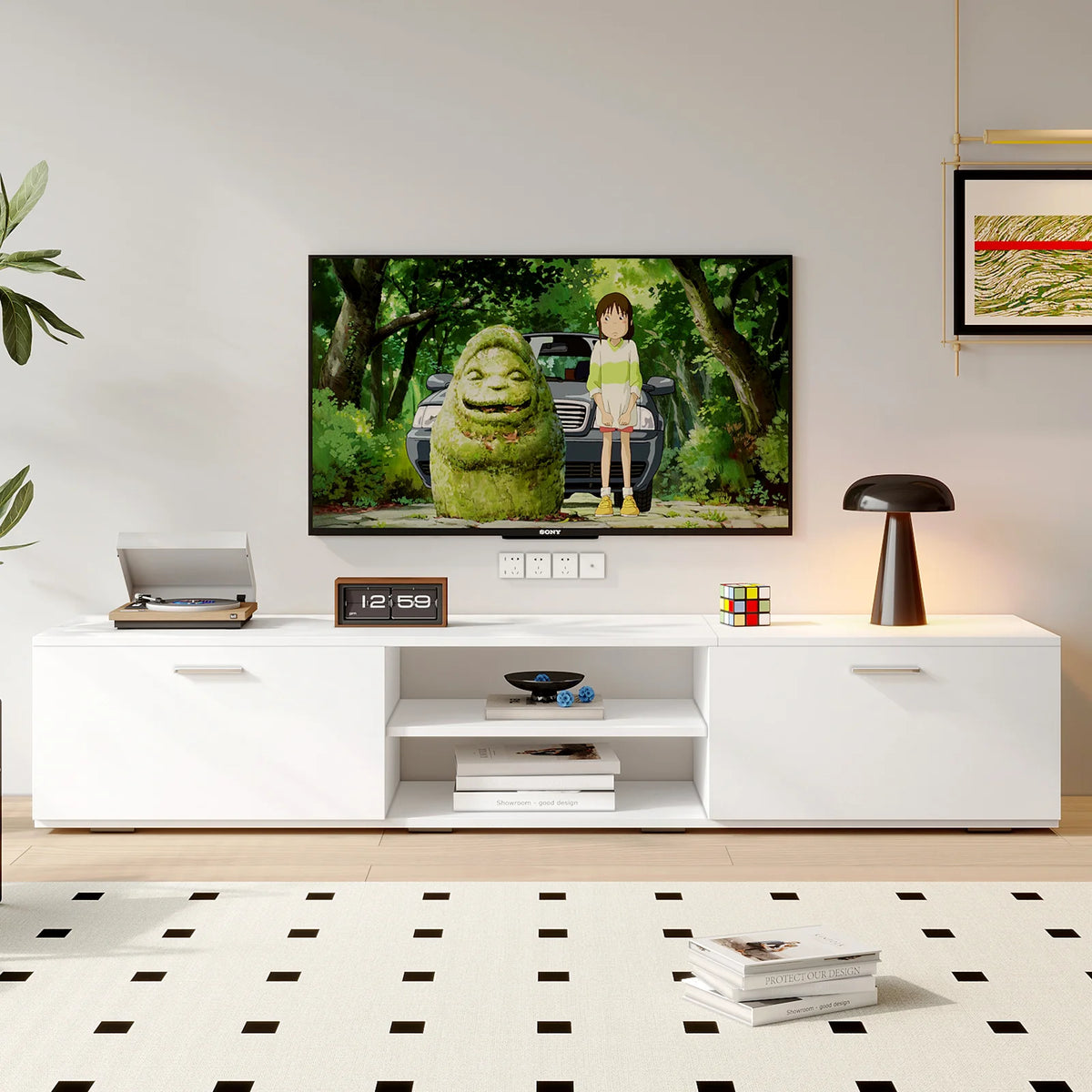 White Modern TV Stand for 55/65/70 Inch TVs I154