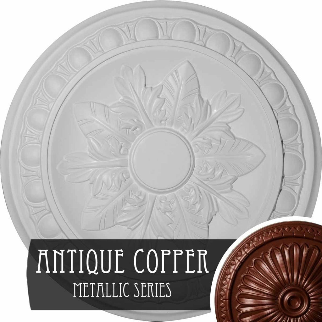 17 3/4x22OD x 1 1/8x22P Hand-Painted Bronze Blue Patina Ceiling Medallion U253637