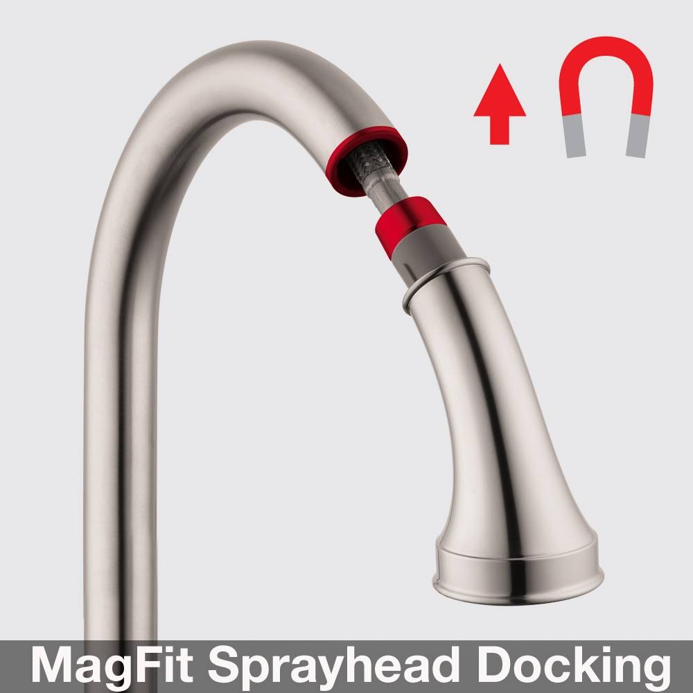 Steel Optik 2-Spray HighArc Pull-Down Kitchen Faucet W496