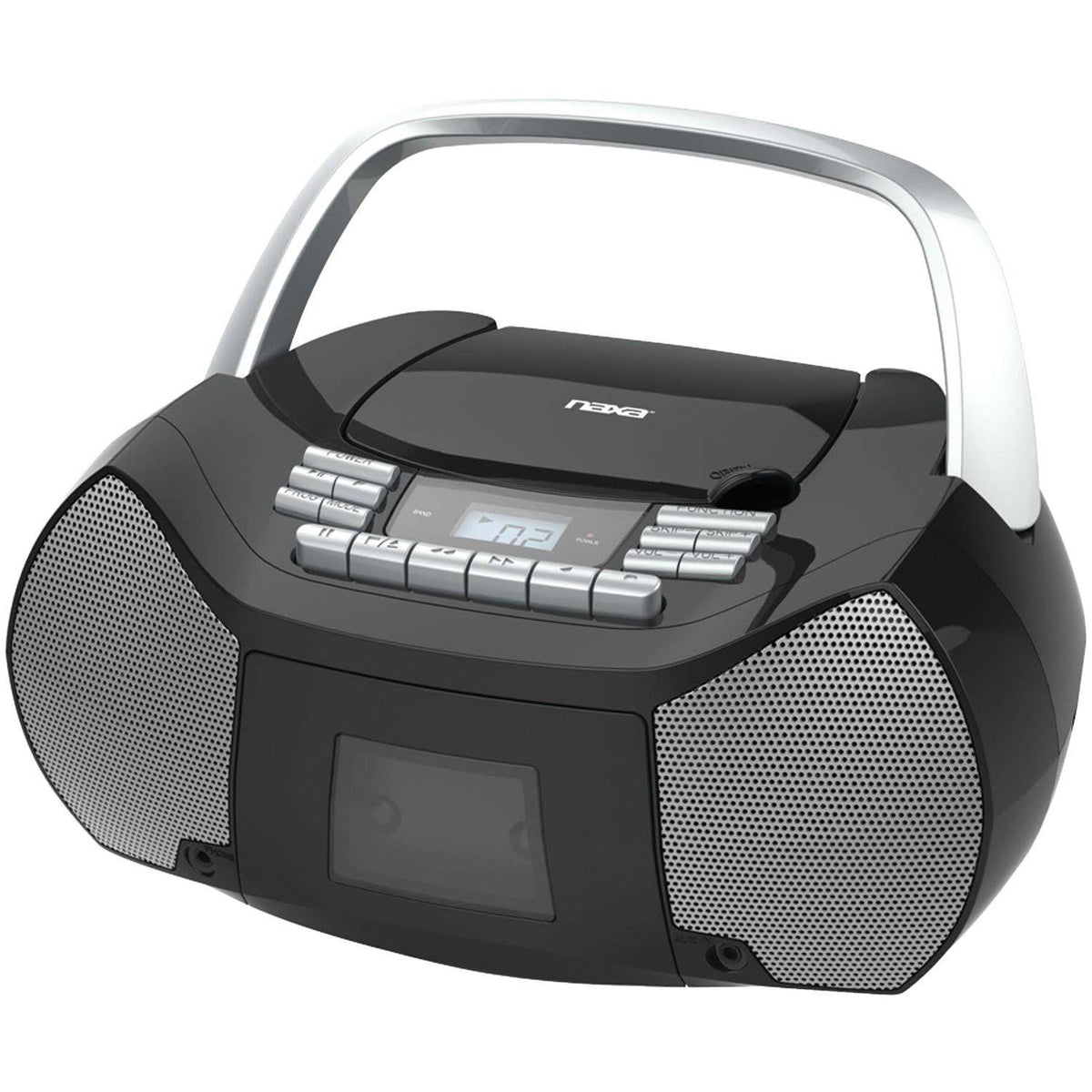 Portable CD Cassette Boombox Silver Black E433