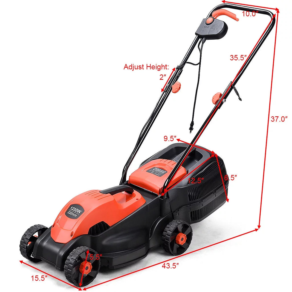 14-Inch Corded Electric Push Lawn Mower with Grass Bag V89294