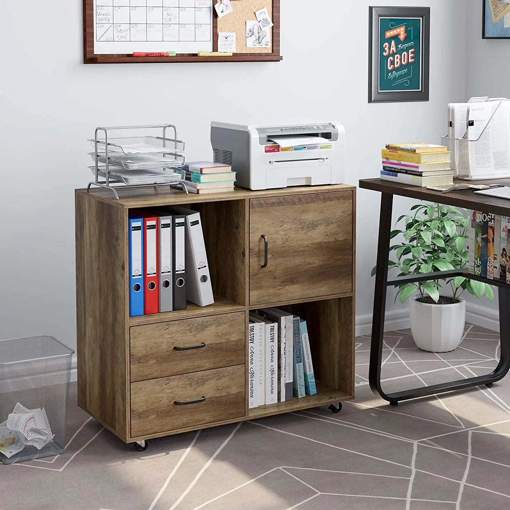 Wooden 2 Drawer File Cabinet with Wheels E35611