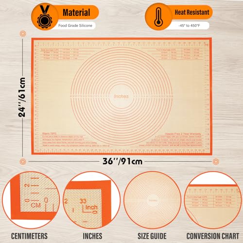 Non-slip Silicone Extra Large Baking Mat with Measurement H808021