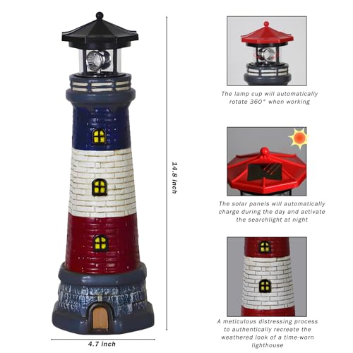 Red Solar Lighthouse Lawn Decoration C420