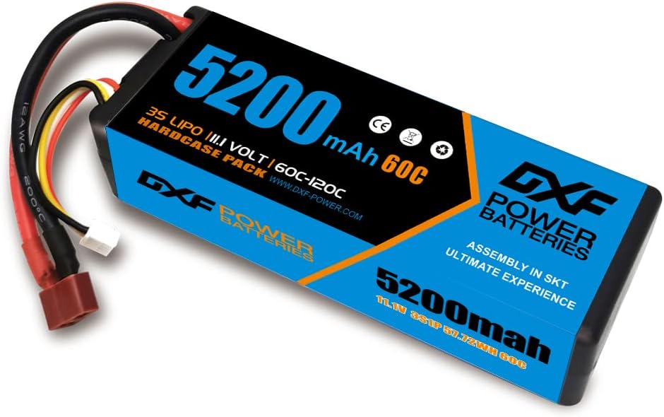 3S Lipo Battery 5200mAh 11.1V 60C Hard Case with Deans Connector (2 Pack) O838202