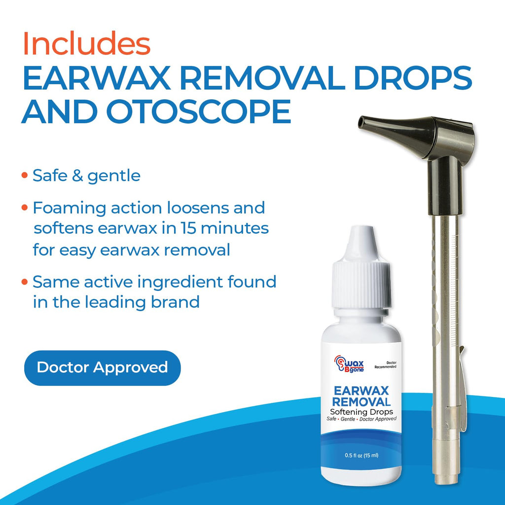 Ear Wax Removal Kit with Otoscope, 10 Disposable Tips, 2 Wands, Ear Basin, and Earwax Drops T49270