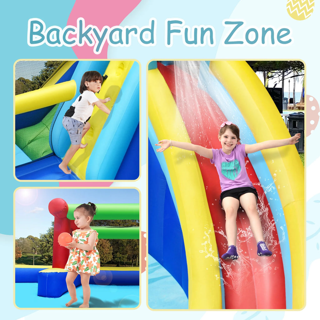 Inflatable Water Slide Park with Climbing Wall and Splash Pool J83728