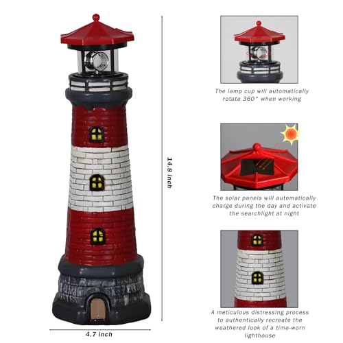 Red Solar Lighthouse Lawn Decoration C420