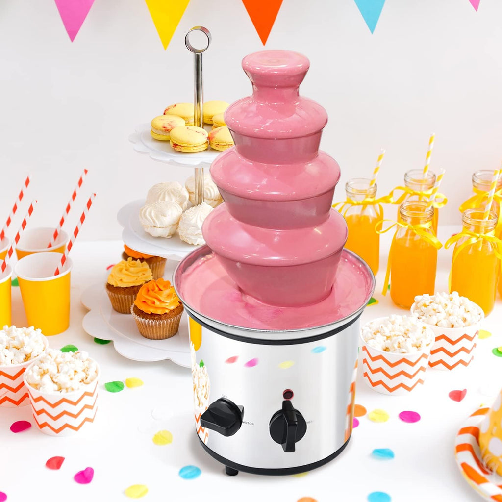 4 Tiers Electric Chocolate Fondue Fountain Set with 6pcs Stainless Steel Forks A737924
