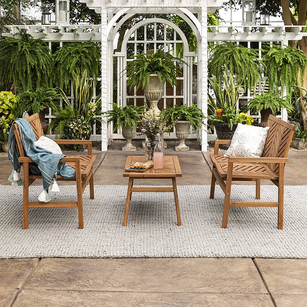 3-Piece Acacia Wood Patio Loveseat Chat Set G8574