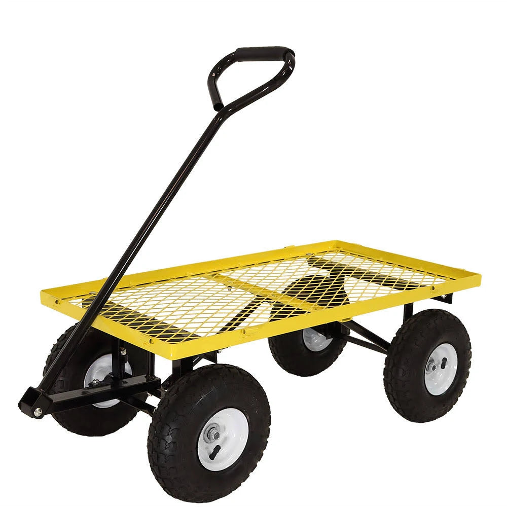Yellow Utility Cart with Folding Sides and Liner Set W3387