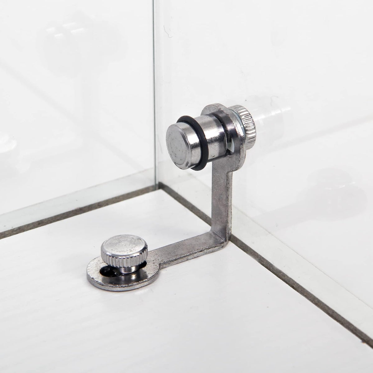 White 4-Shelf Glass Display Cabinet with Door and Lock E57146