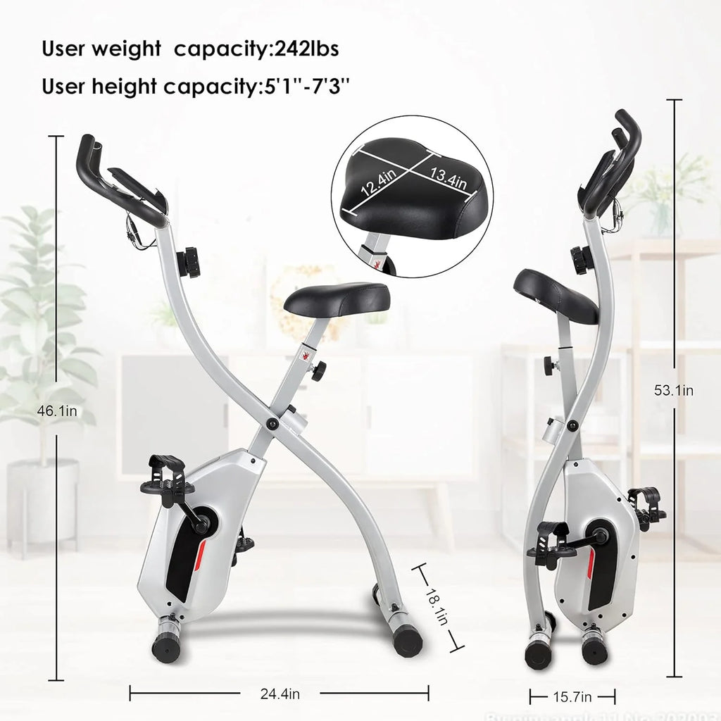 Folding Stationary Exercise Bike with LCD Monitor J6334