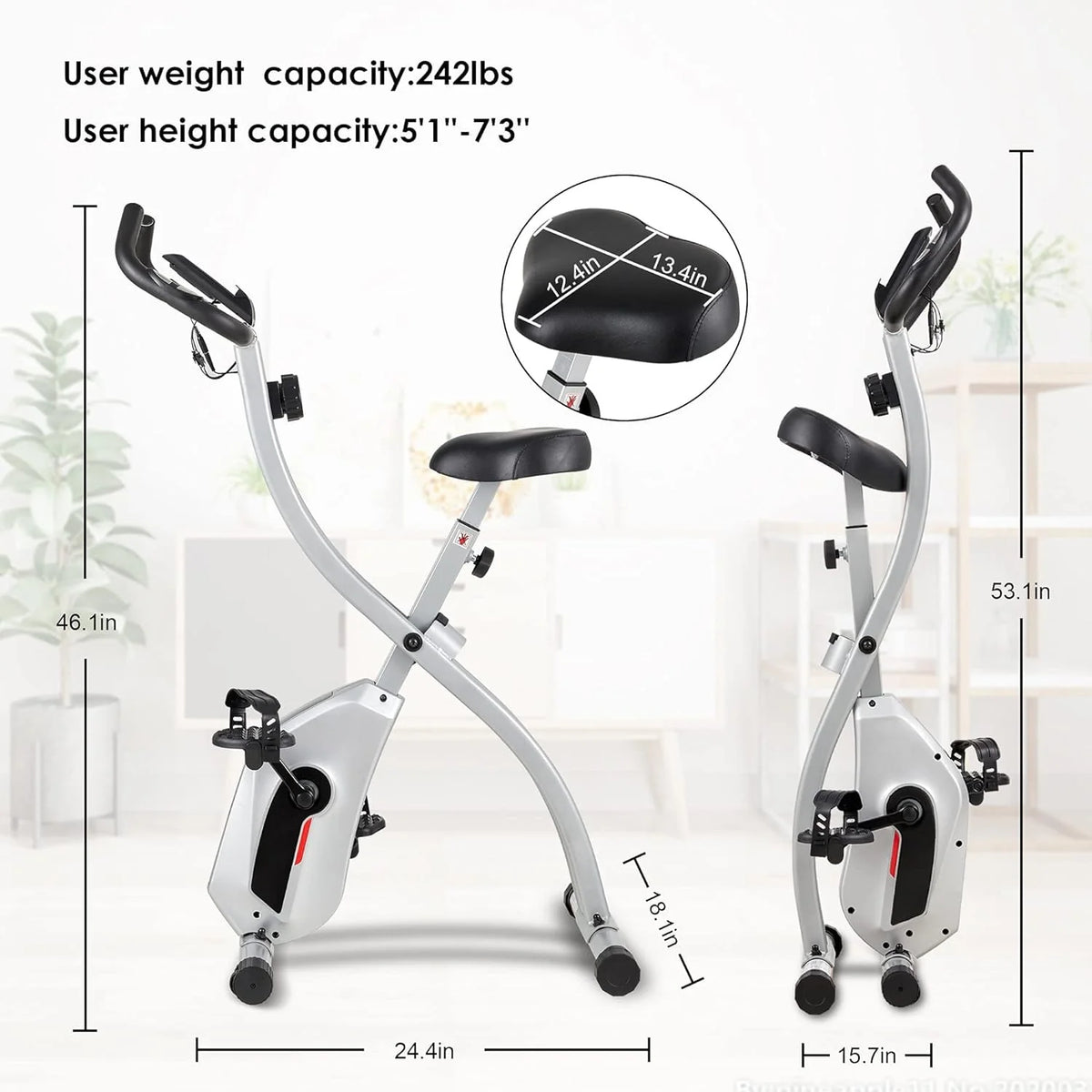Folding Stationary Exercise Bike with LCD Monitor J6334