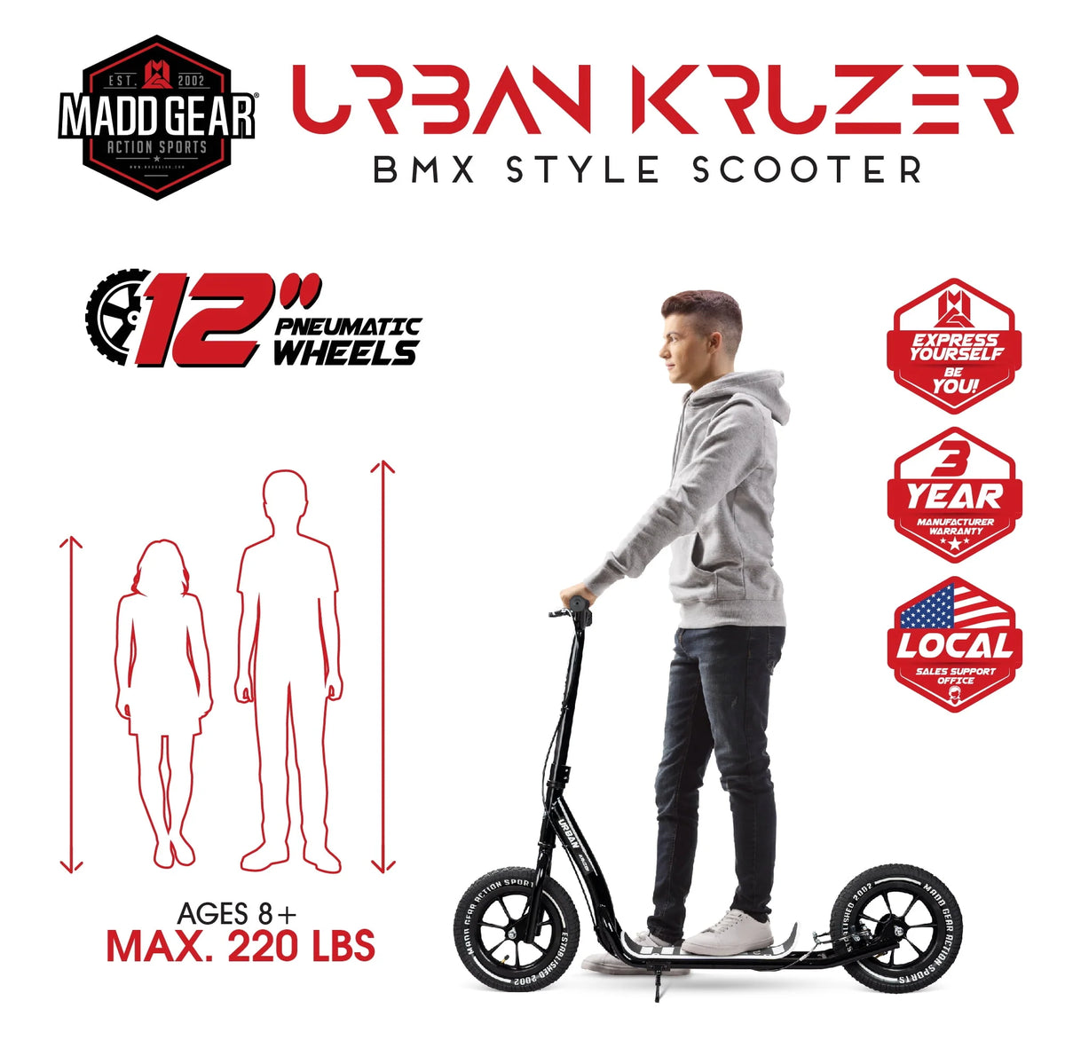 Kick Scooter with Rubber Tires A386990
