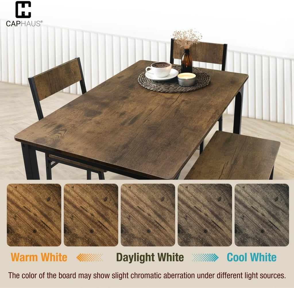 4 Pieces Dining Table Set with Bench and Chairs V461