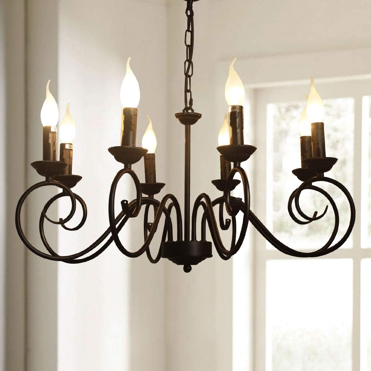 French Country 6 Lights Candle Chandelier U2847