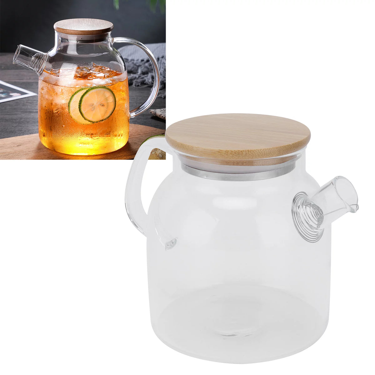 Transparent Glass Tea Pot 600ml Heat Resistant U587002