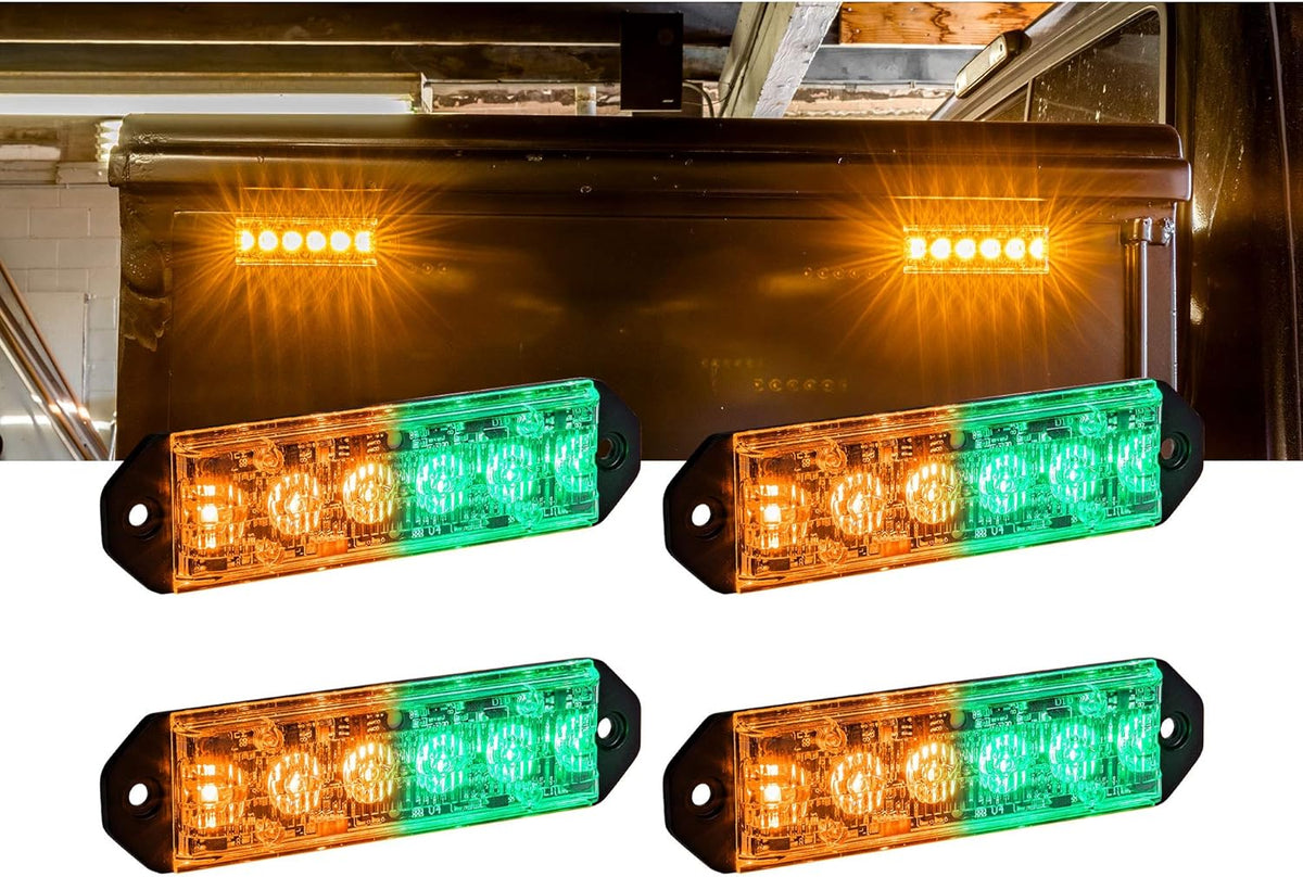 4pc 6W AMBER GREEN LED Flashing Strobe Light Head Emergency Grille Police Light Y4745