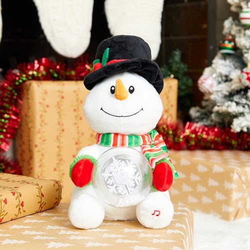 Animated Christmas Snowman LED Light Plush Toy 12 Inches V9321