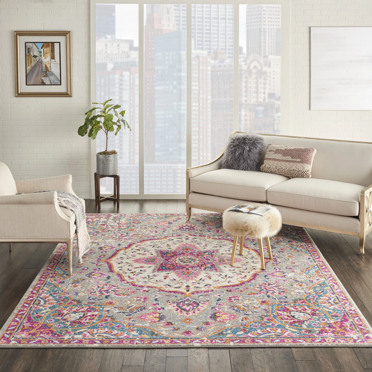 Grey Multicolor 8' x 10' Area Rug Z433279