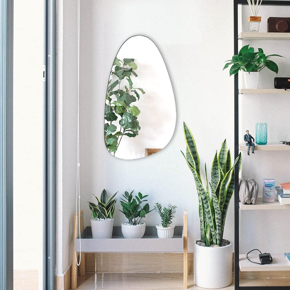 Irregular 20 x 33 Inch Wall Mounted Frameless Mirror F320