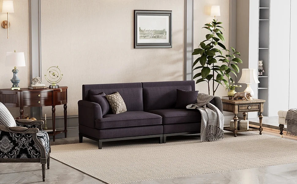 Gray Upholstered Sofa with Wooden Legs N4539