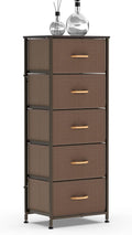 Dark Gray 5 Drawer Fabric Dresser Tower S9643